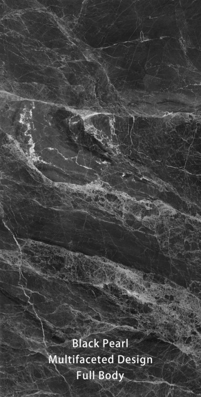 Imitación de piedra 3D Moderno negro brillante porcelana 600x1200mm para el piso exterior de la habitación