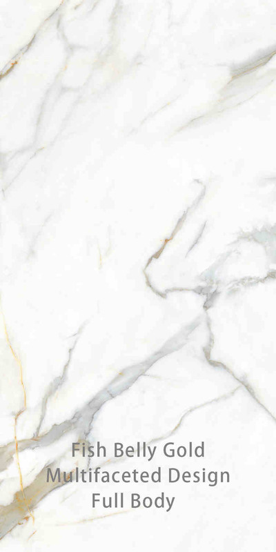 Blanco y oro 900x1800MM Tiles de porcelana de superficie de roca para decoración moderna