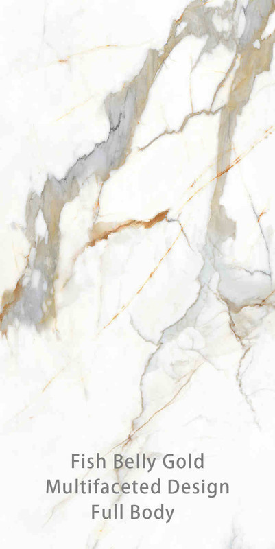 Blanco y oro 900x1800MM Tiles de porcelana de superficie de roca para decoración moderna