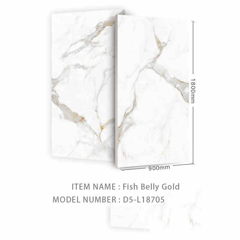 Blanco y oro 900x1800MM Tiles de porcelana de superficie de roca para decoración moderna